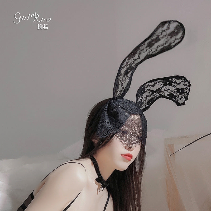 Gorgeous and Sexy Internet Celebrity Lace Veil Bunny Ear Headband Role Play Party Costume Headwear p3