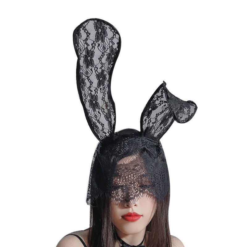 Gorgeous and Sexy Internet Celebrity Lace Veil Bunny Ear Headband Role Play Party Costume Headwear p3